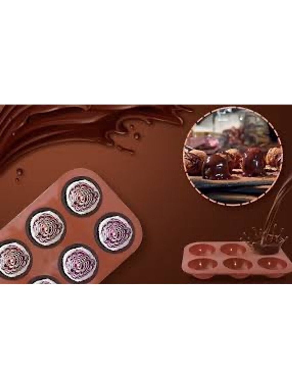 Brown Silicone 6-Hole Semi Sphere Bakeware One Size